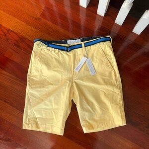 Yellow Khaki Shorts with Tag and belt